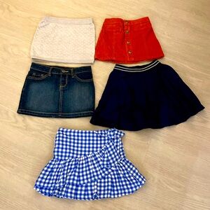 Lot of 5 kids skirts, size 3-5